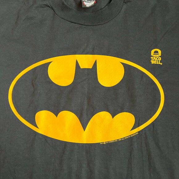 Vtg 80s Batman Taco Bell Collab Single Stitch Screen Stars Graphic T-Shirt XL - Picture 2 of 6